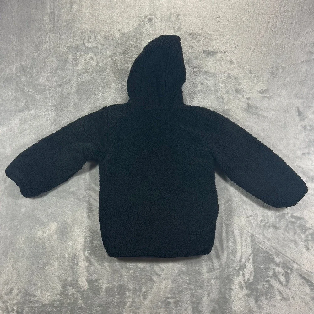 Spider-Man Puffer Reversible Hoodie Jacket Kids Size 6 Black Blue Good Marvel